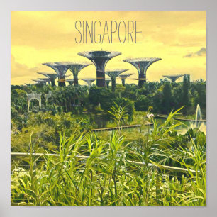 Póster Jardines de Singapur a orillas de la bahía