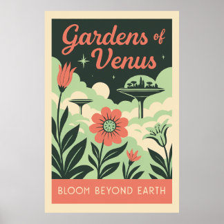 Póster Jardines de Venus - Espacio Retro Botánico