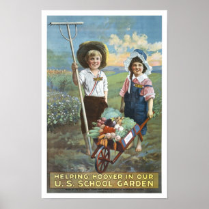 Póster Jardines Escolares de EE. UU., 1919. Publicidad Vi