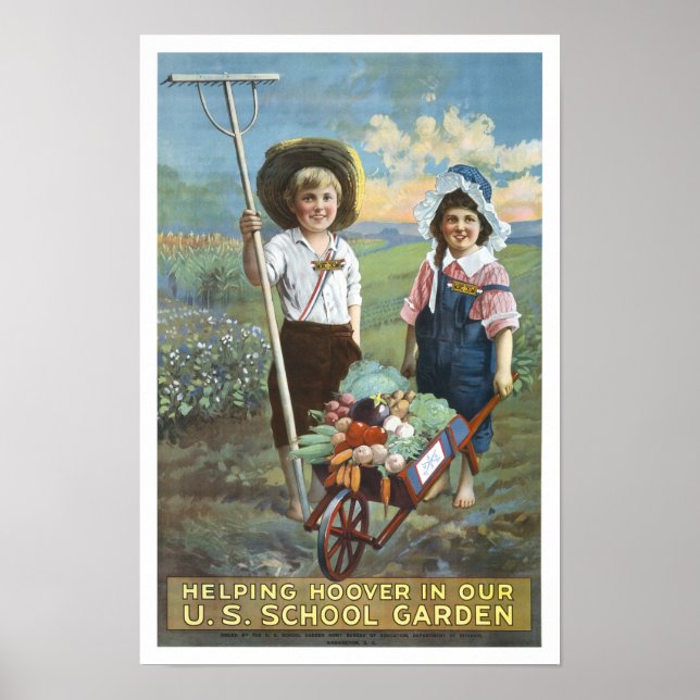 Póster Jardines Escolares de Estados Unidos, 1919. Public (Frente)