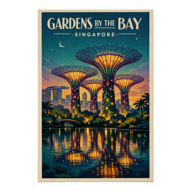 Póster Jardines junto a la bahía en Singapur (Anverso)