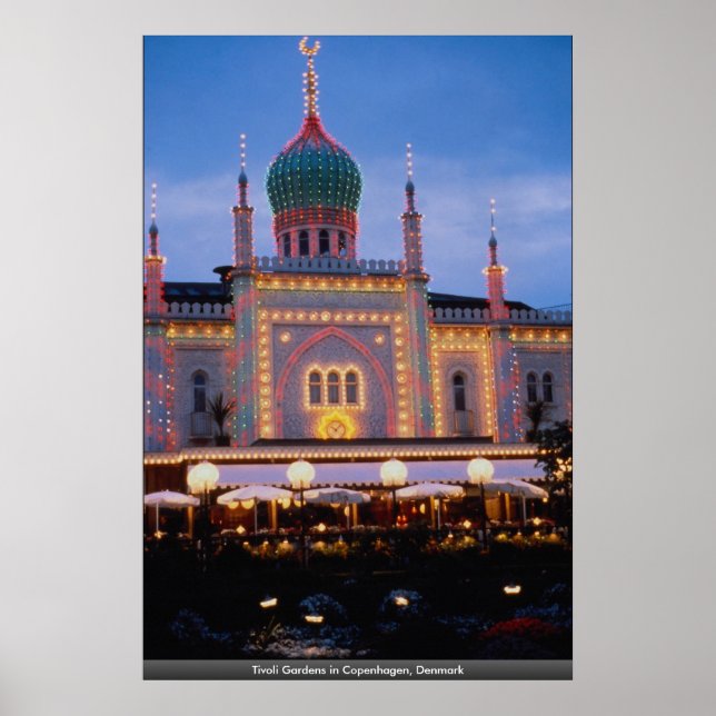 Póster Jardines Tivoli en Copenhague, Dinamarca (Frente)