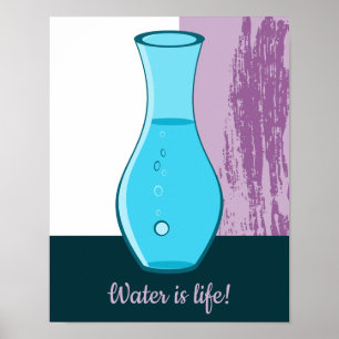 Póster Jarra de agua de vidrio azul ¡Es la vida!