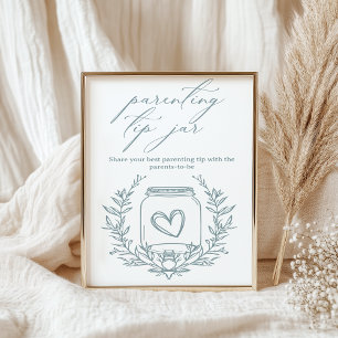 Póster Jarra de consejos de crianza para baby shower de f