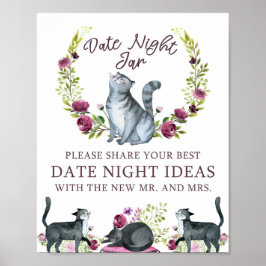 Póster Jarra de Noche de Fecha de Ducha Nupcial Tema Gato
