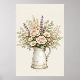 Póster Jarra Floral Rústica
