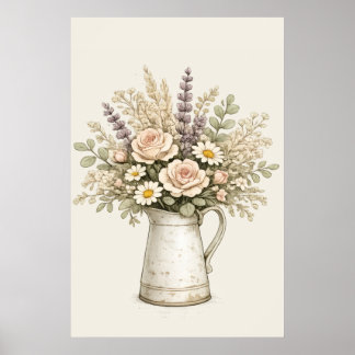 Póster Jarra Floral Rústica