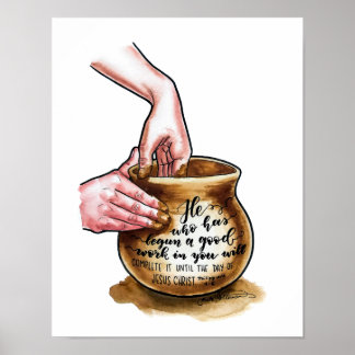 Póster Jarras de arcilla - Potter lanzando un jarrón - ac