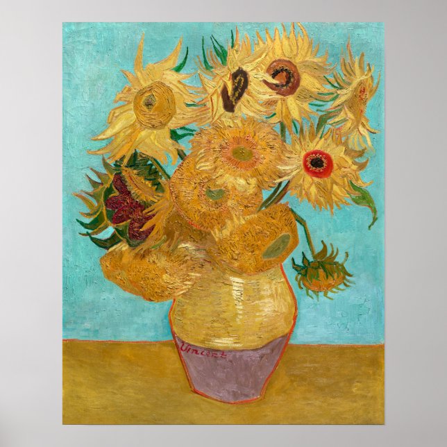 Póster Jarrón con doce girasoles | Van Gogh | (Frente)