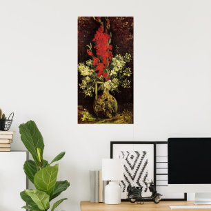 Póster Jarrón con gladiolos, claveles por Vincent van Gog