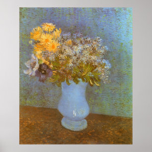 Póster Jarrón con lilas, margaritas y anémonas por Van Go