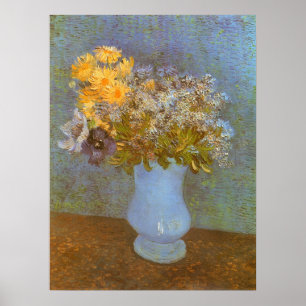 Póster Jarrón con lilas, margaritas y anémonas por Van Go