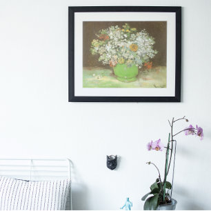Póster Jarrón con zinnias y flores de Vincent van Gogh