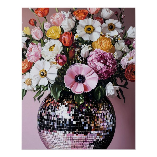 Póster Jarrón de disco con flores (Anverso)