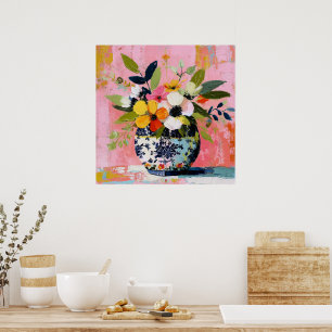 Póster Jarrón de flores colorido y vibrante