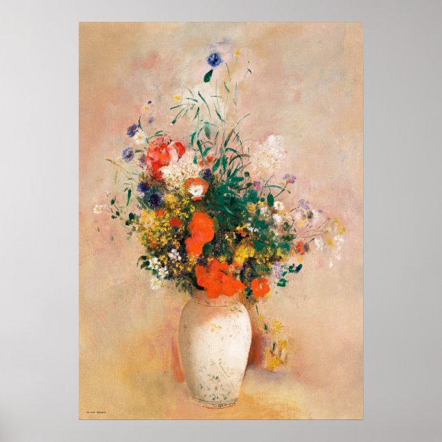 Póster Jarrón de flores de Odilon Redon (Frente)