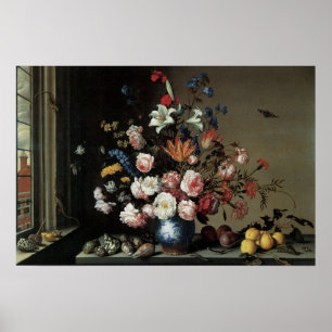 Póster Jarrón de flores junto a una ventana, Balthasar va
