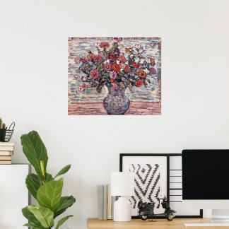Póster Jarrón de flores, Zinnias por Maurice Prendergast