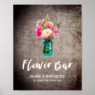 Póster Jarrón de Mason Rústico y Barra de Ramo de Flores