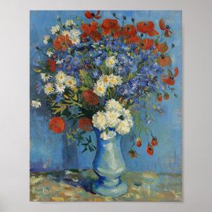 Póster Jarrón de Van Gogh con acianos y amapolas
