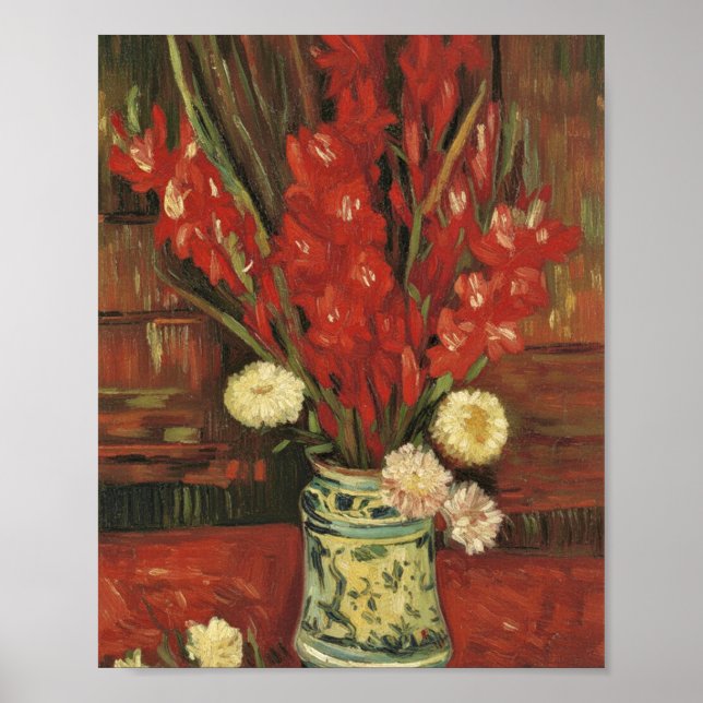 Póster Jarrón de Van Gogh con gladiolos rojos (Frente)