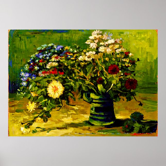 Póster Jarrón de Van Gogh con margaritas (Frente)