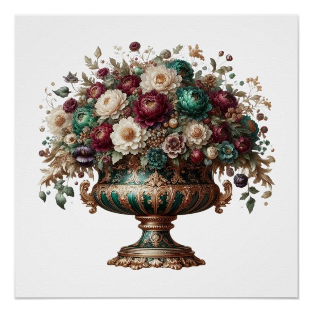 Póster Jarrón floral bávaro victoriano (Anverso)