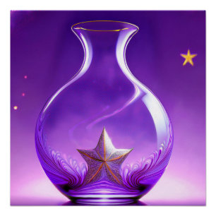 Póster Jarrón Púrpura Transparente Con Estrella Todo Bajo