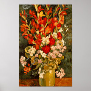 Póster Jarrón Van Gogh con gladiolos y claveles