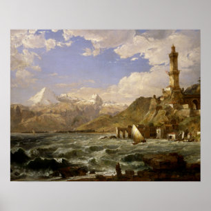 Póster Jasper Francis Cropsey - La costa de Génova