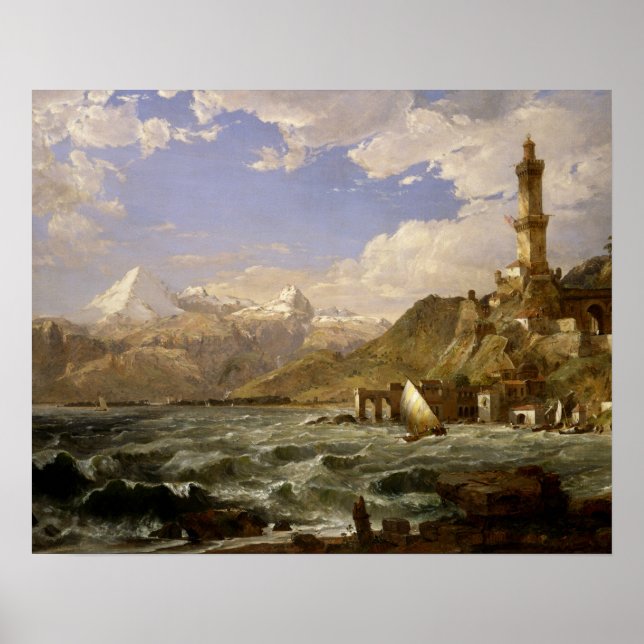 Póster Jasper Francis Cropsey - La costa de Génova (Frente)