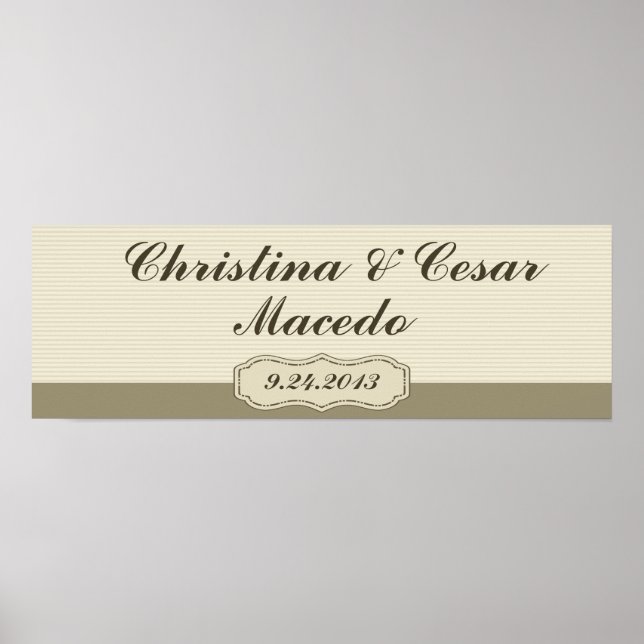 Póster jaula personalizada de 22,5" x 7,5"/franjas grises (Frente)