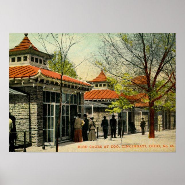 Póster Jaulas de aves en el zoológico, Cincinnati, OH Vin (Frente)