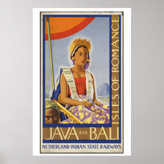 Póster Java Bali Indonesia Islas del Romance Vintage