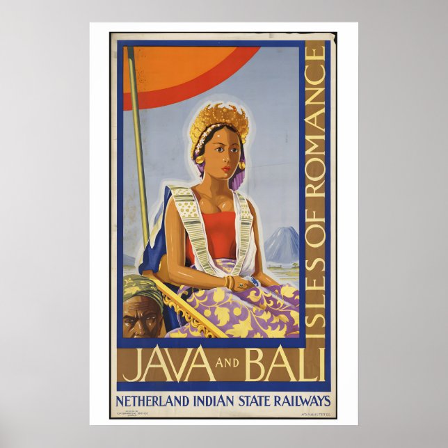 Póster Java Bali Indonesia Islas del Romance Vintage (Frente)