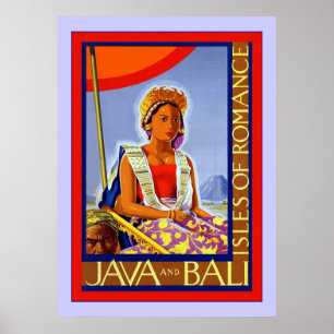 Póster Java y Bali ~ Islas Romance ~ Viajes de época