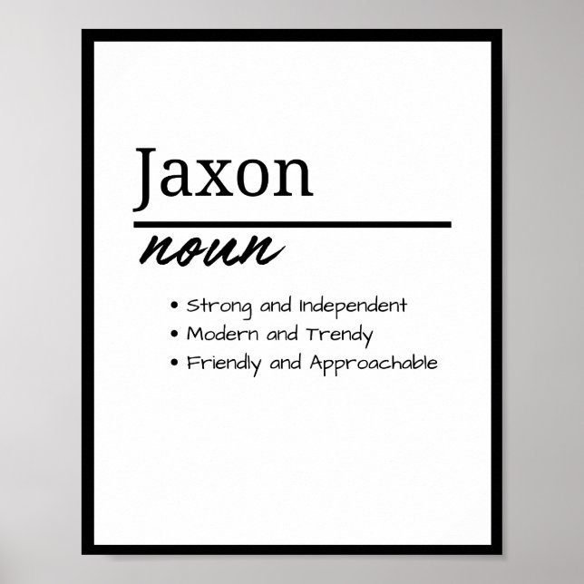 Póster Jaxon, Definición de Nombre Personalizado para Niñ (Frente)