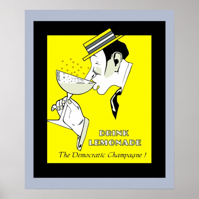 Póster Jazz age deco Art lemonade Champagne, 24" x 20" (Frente)