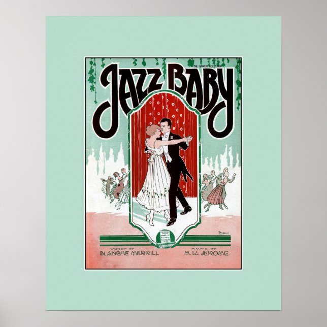 Póster Jazz Baby 1920: portada de partituras de jazz de l
