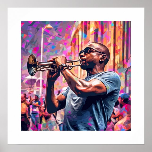 Póster Jazz de Nueva Orleans | Músico de Brass (Frente)