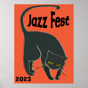 Póster Jazz Fest Chat Noir, Poster Rojo