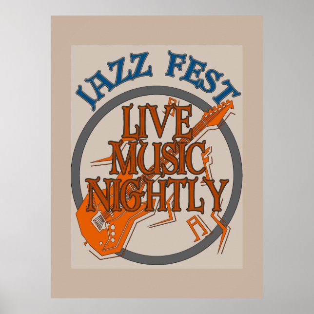 Póster Jazz Fest Music Nightly, añade texto (Frente)