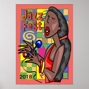 Póster Jazz Fest Singer edición de texto 2018