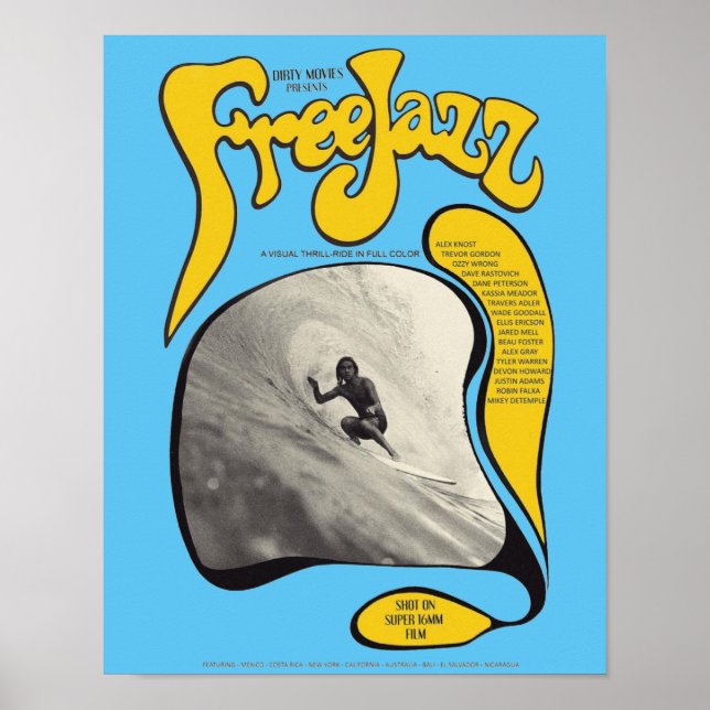 Póster Jazz Gratuito, Poster Vintage Surf, Surf Art (Frente)