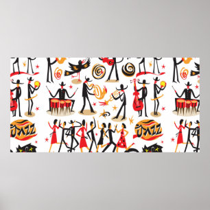Póster jazz musicians - icons set . Isolated on white bac