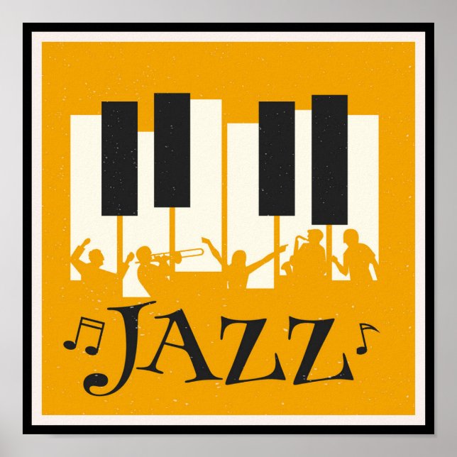 Póster Jazz Piano Ilustracion de música Notas musicales (Frente)