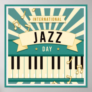 Póster Jazz Piano Ilustracion de música Notas musicales