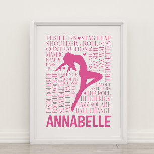 Póster Jazz Word Cloud Hot Pink Wall Art