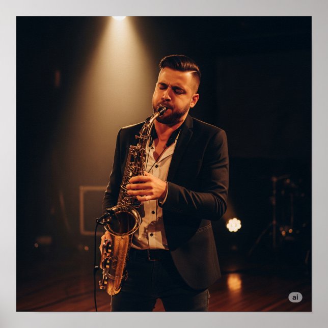 Póster Jazzman Saxophone Player (Frente)