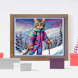 Póster Jazzy kitty en una gira de esquí